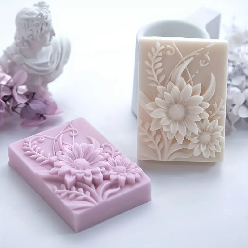 Candle Making Tutorial - 3D Çiçek Kare Sabun silikon kalıp