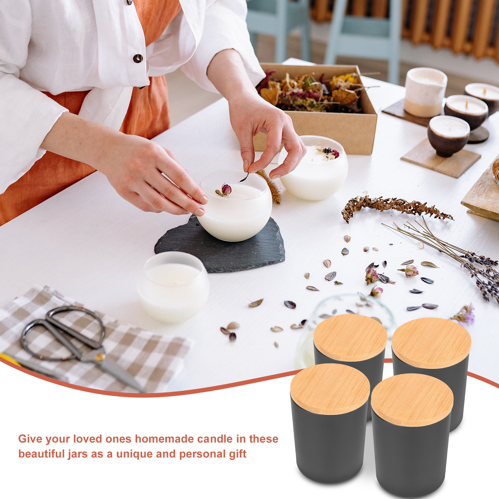 4 Parçalı Cam Mum Kavanozları, - Candle Making Jars With Lids incelemesi ve fiyatı